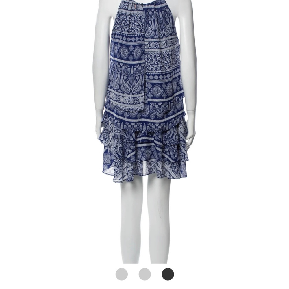 MISA Paisley print mini dress blue size medium